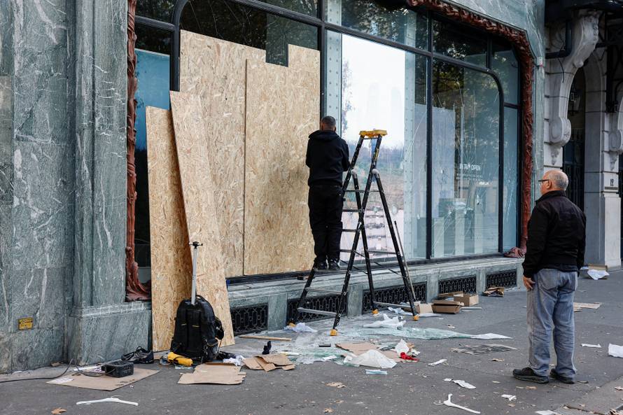 Aftermath of clashes during a national day of protests against the cost of living and rising fuel prices, in Paris