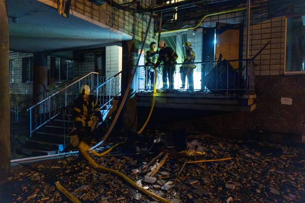 Aftermath of Russian drone and missile attack in Kyiv