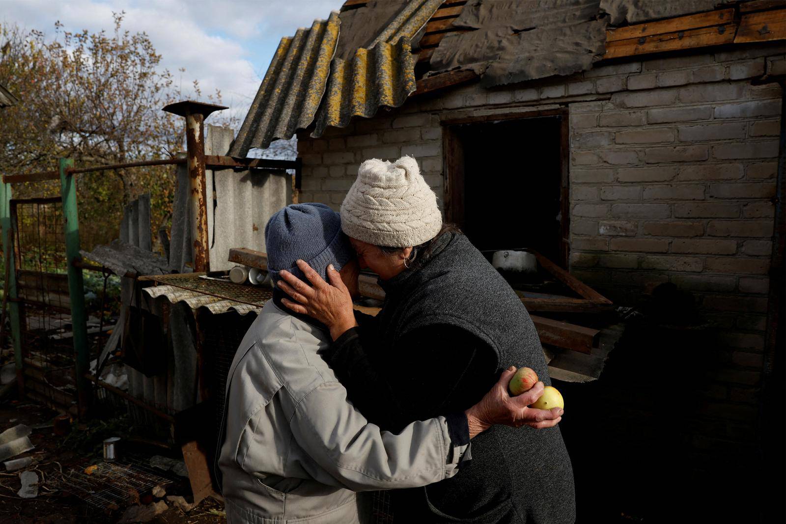 Home near the Russian border damaged from shelling, in Kharkiv