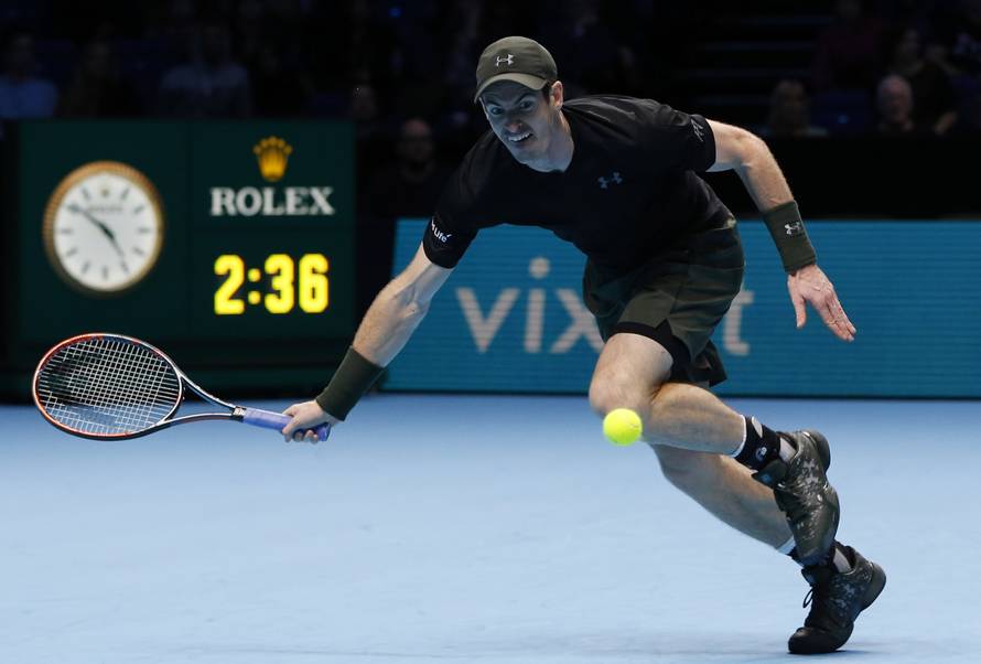 Great Britain's Andy Murray in action during his round robin match against Japan's Kei Nishikori
