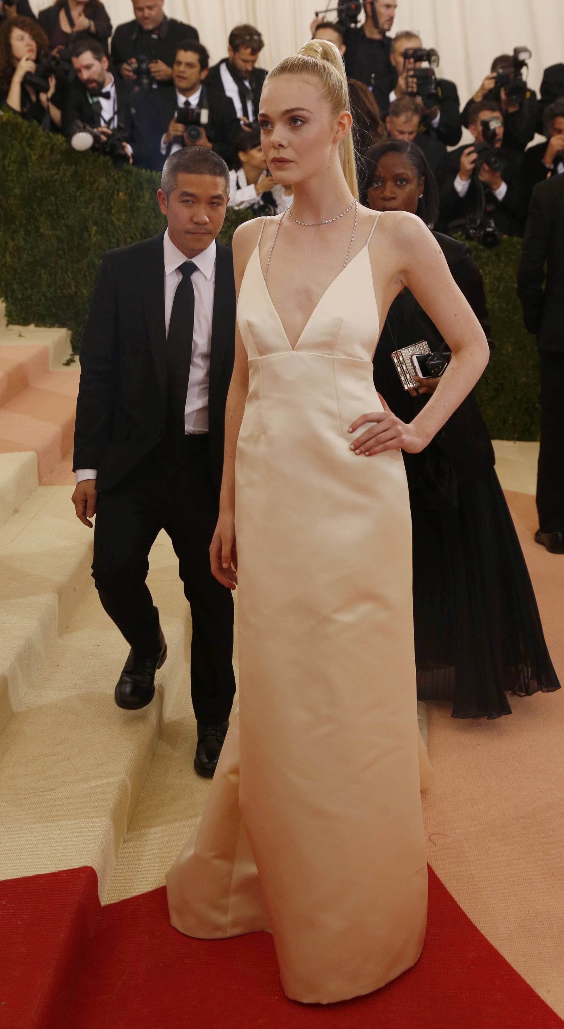 Actress Elle Fanning arrives at the Met Gala in New York