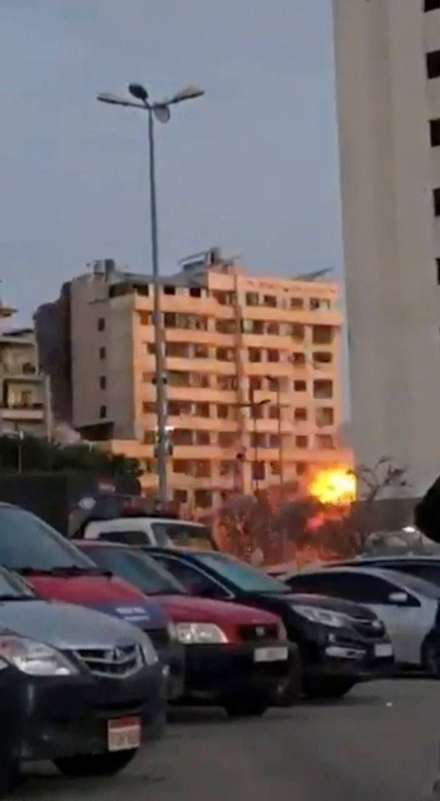 An Israeli airstrike hits a building in Beirut's Bachoura neighbourhood