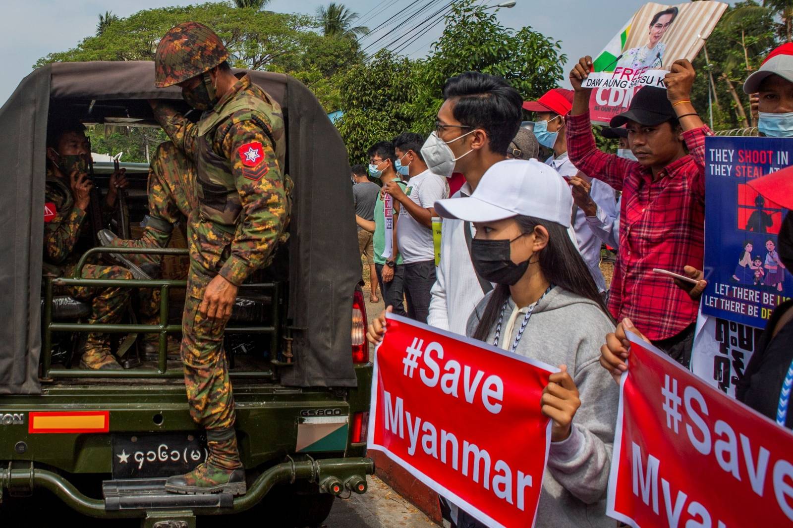 Protest against the military coup, in Yangon