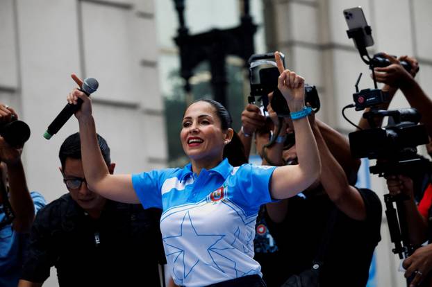 Ecuadorean presidential candidate Luisa Gonzalez holds closing campaign event in Guayaquil