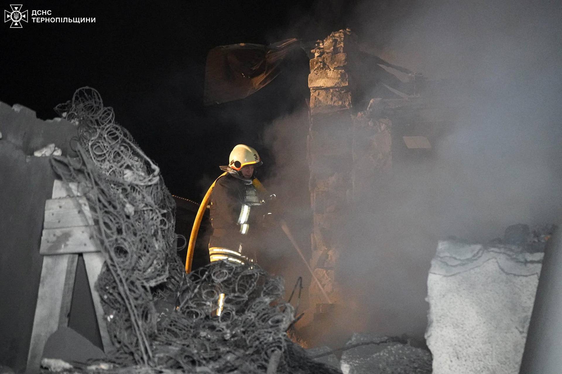 Aftermath of a Russian missile strike in Ternopil region