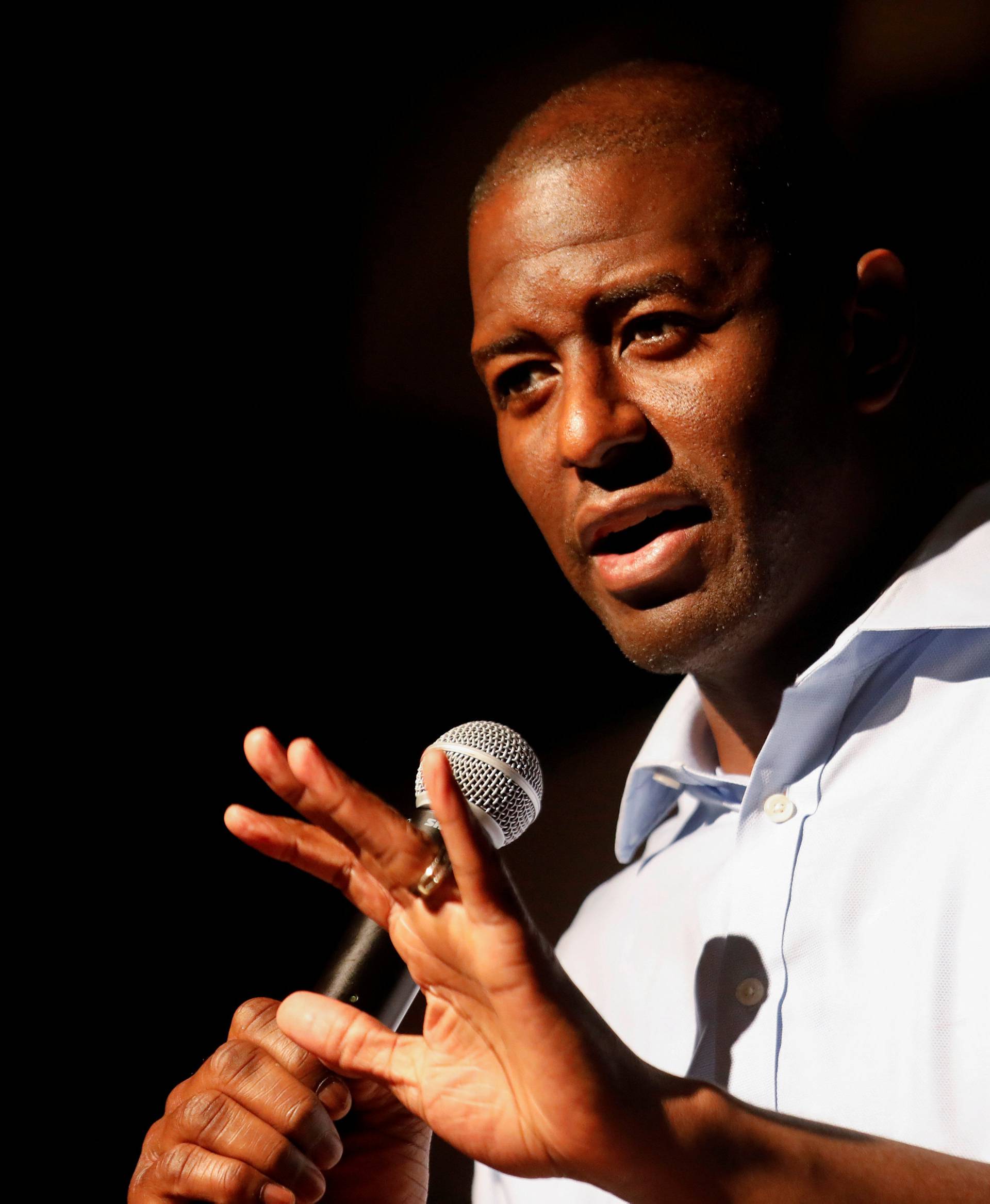 FILE PHOTO Democratic gubernatorial candidate Andrew Gillum speaks at the Wakulla Community Center in Crawfordville, Florida