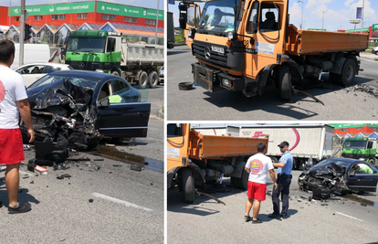 Nesreća na Slavonskoj aveniji: Auto smrskan, ima ozlijeđenih