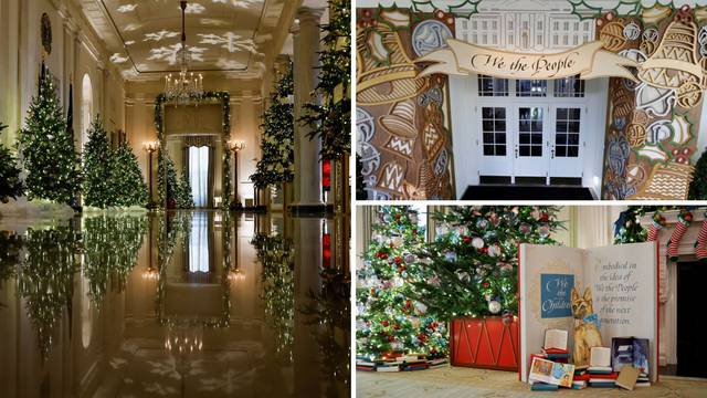 Božićni ugođaj u Bijeloj kući: U njoj je 77 jelki i 83.000 lampica, a ukrašavalo ju je 150 volontera