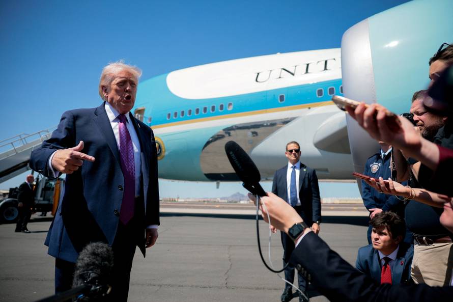 U.S. President Donald Trump arrives in Phoenix, Arizona