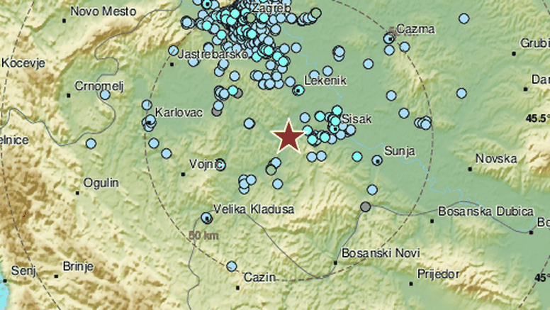 Novi potres bio magnitude 3,5, epicentar u blizini Petrinje