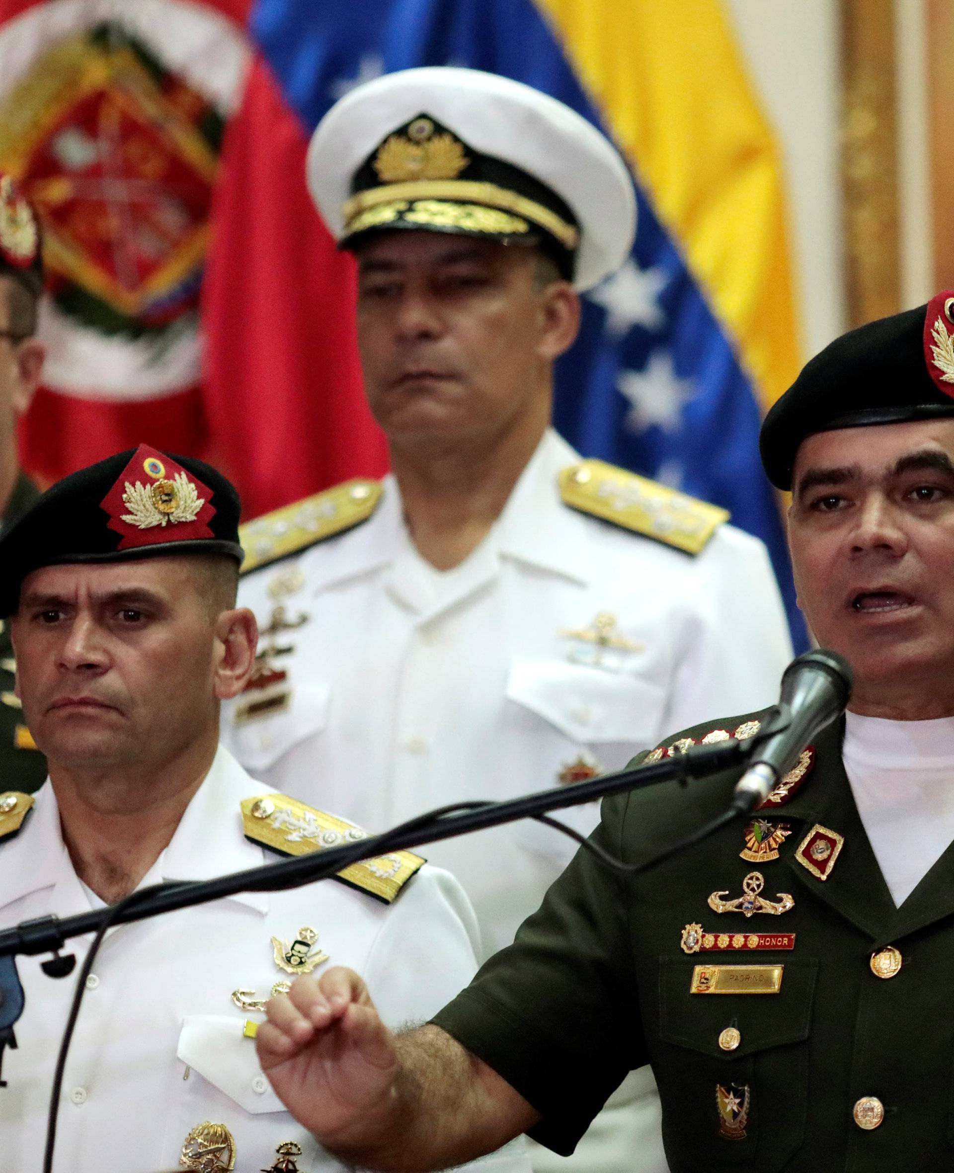 Venezuela's Defense Minister Padrino speaks during a news conference in Caracas