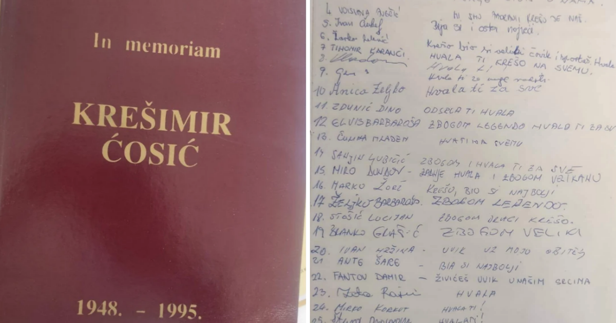 Krešimir Ćosić’s mourning book found in the trash