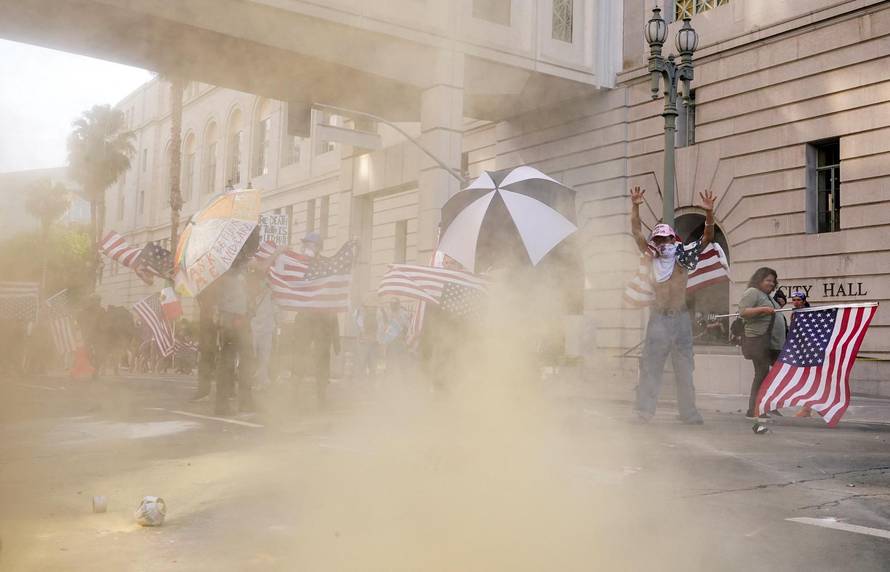 Protest against federal immigration sweeps, in Los Angeles