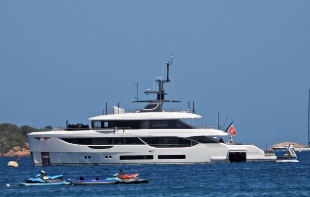 AC Milan footballer Zlatan Ibrahimovic and his wife Helena Seger are pictured relaxing on a yacht while enjoying their holiday in Sardinia.
