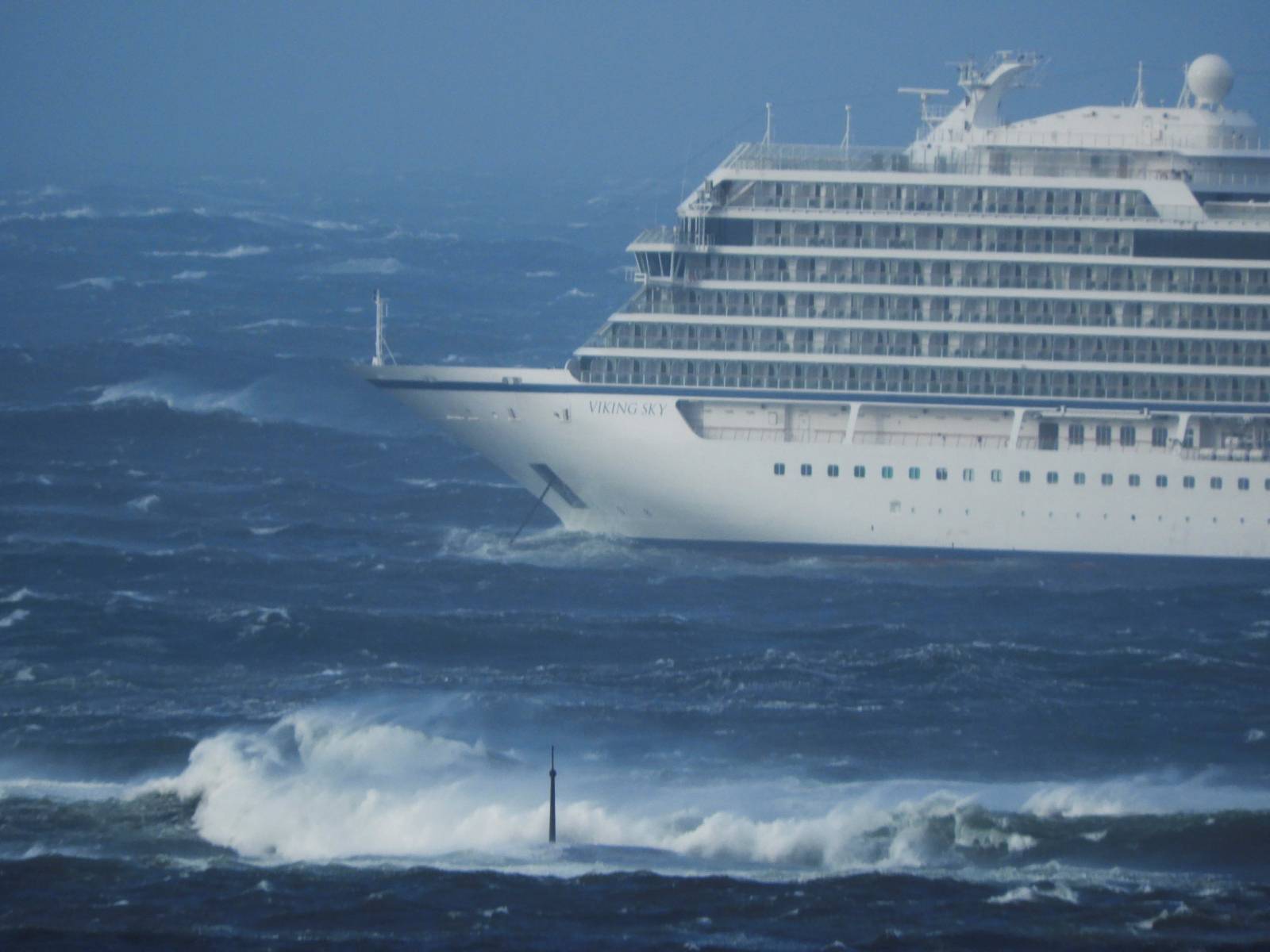 A cruise ship Viking Sky drifts towards land after an engine failure in Hustadvika