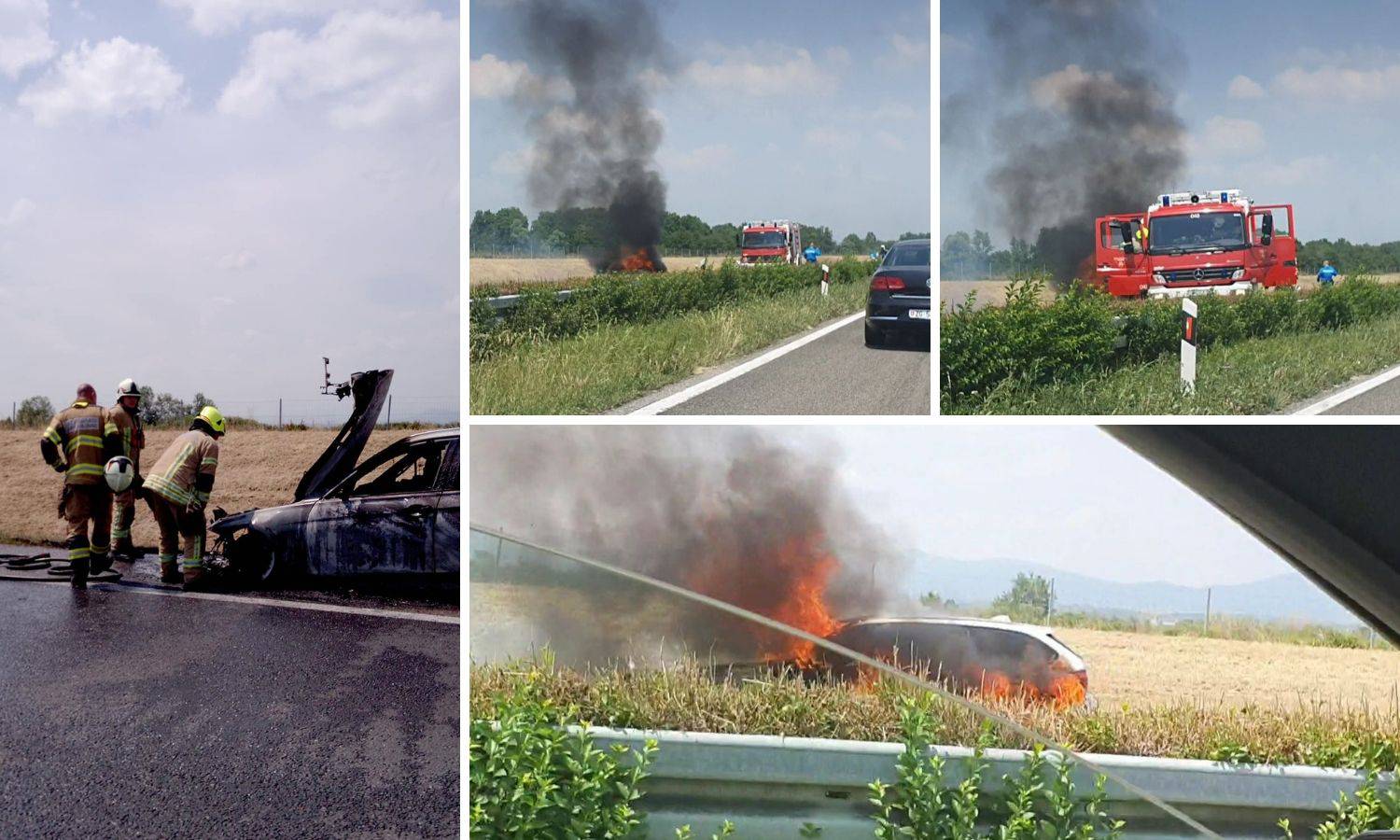 Nesreća kod Jastrebarskog: Izgorio auto, nema ozlijeđenih