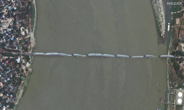 A satellite image shows the Inwa Bridge in Mandalay