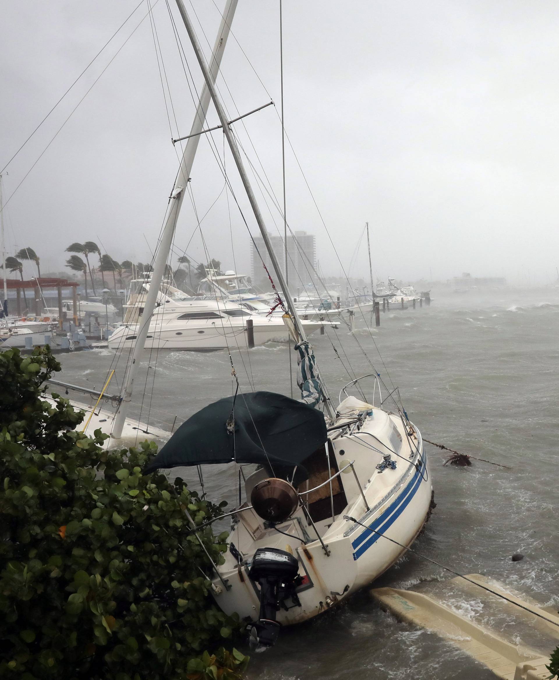 Boats are seen at a marina in South Beach as Hurricane Irma arrives at south Florida, in Miami Beach, Florida