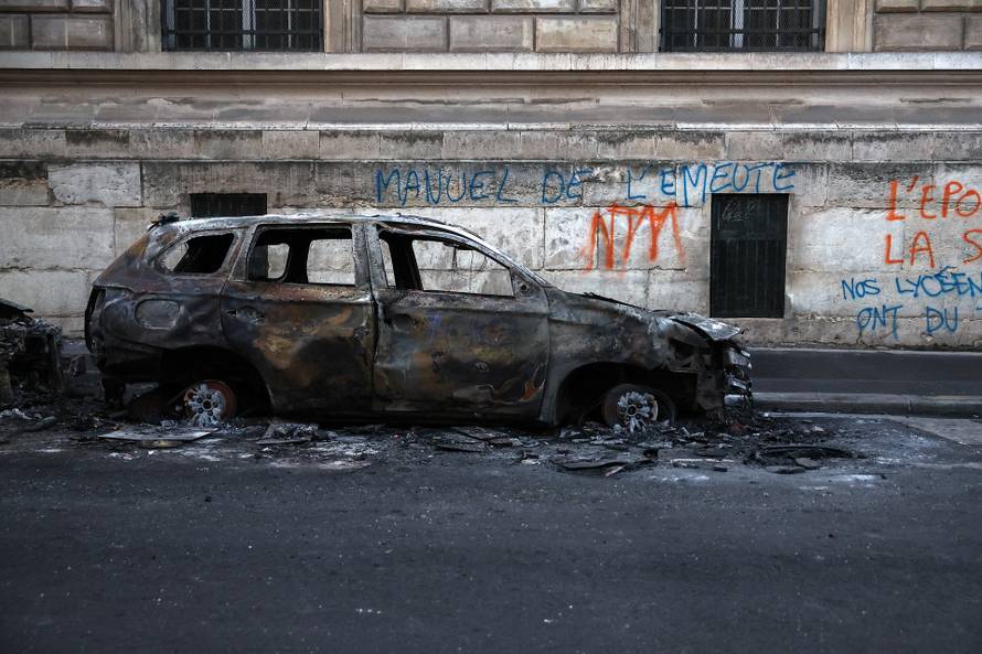 Aftermath of clashes during a national day of protests against the cost of living and rising fuel prices, in Paris