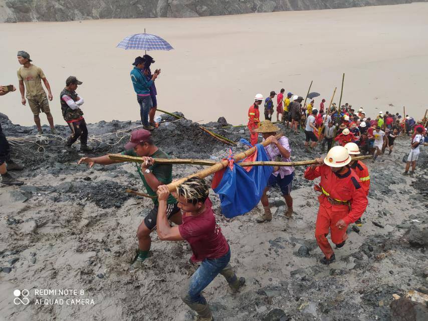 Jade mine collapses following a landslide in Phakant