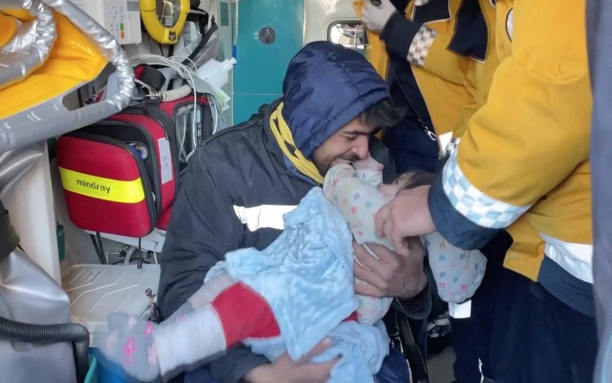 A baby rescued from under rubble 55 hours after 7.7 Kahramanmaras Earthquake