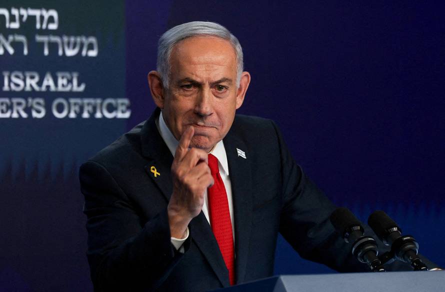 FILE PHOTO: Israeli Prime Minister Netanyahu attends a press conference, in Jerusalem