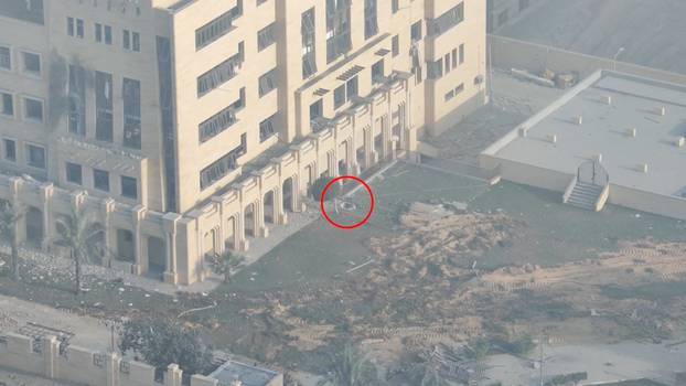 A view shows what the Israeli military says is an opening to Hamas underground infrastructure at Sheikh Hamad Hospital, amid the ongoing conflict between Israel and the Palestinian Islamist group Hamas, at a location given as Gaza