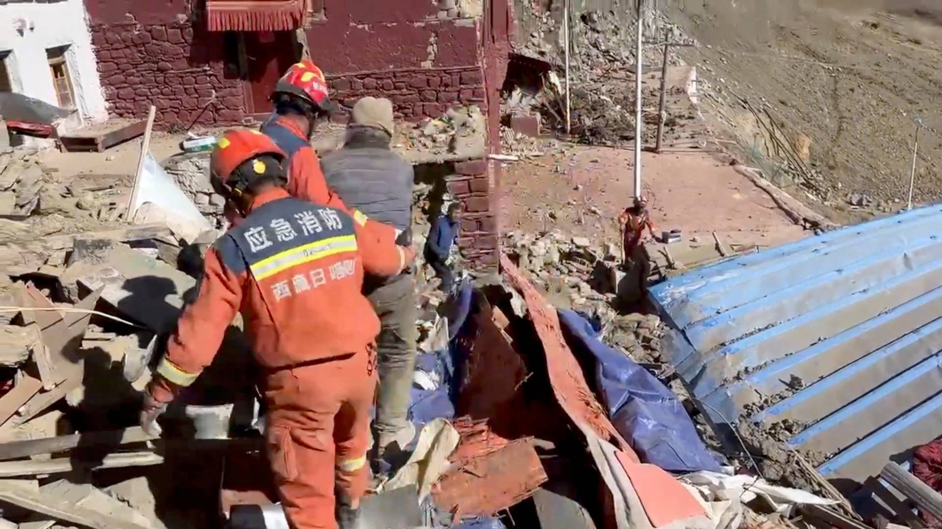 Aftermath of earthquake in Tibet