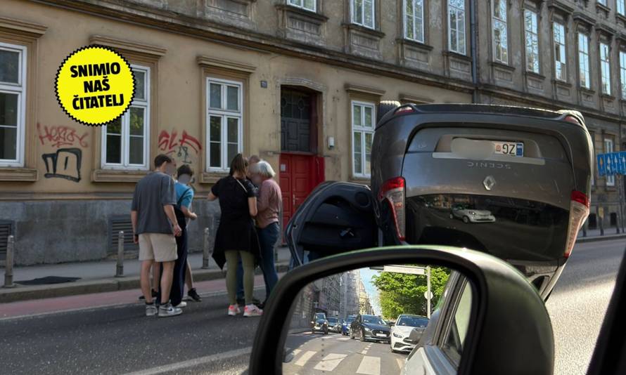 FOTO Kaos na 'zelenom valu' u Zagrebu: Auto završio na krovu
