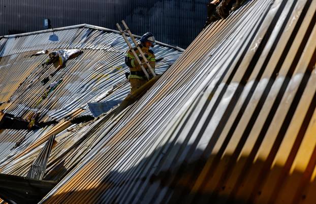 Hypermarket destroyed by fire following drone strike in Donetsk