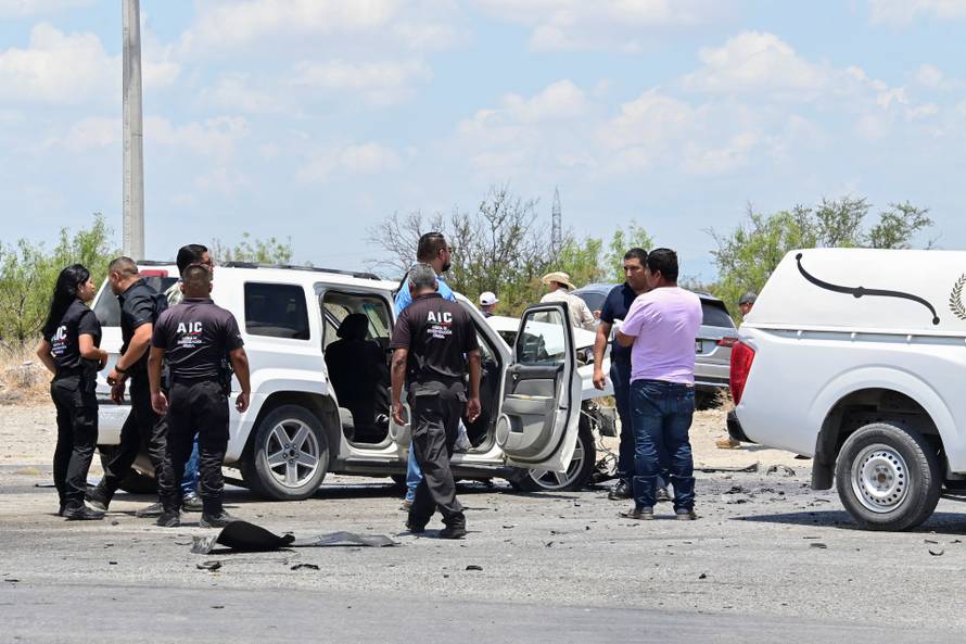 Scene of car crash involving a vehicle carrying members of President-elect Claudia Sheinbaum's team, in Monclova