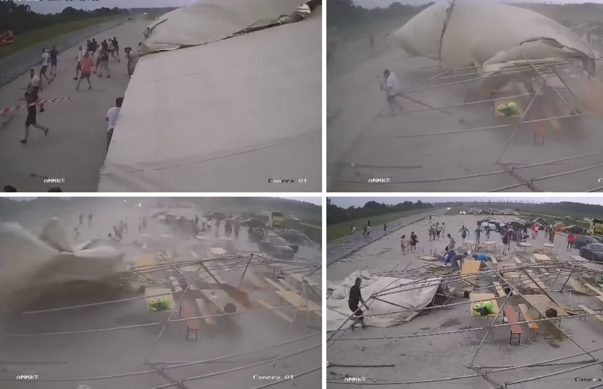 VIDEO Olujni vjetar u 10 sekundi odnio šator, ljudi se razbježali