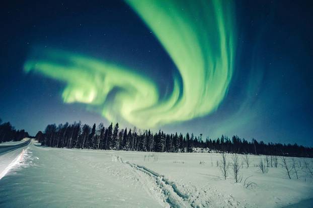 FILE PHOTO: An aurora is seen in the sky in Rovaniemi