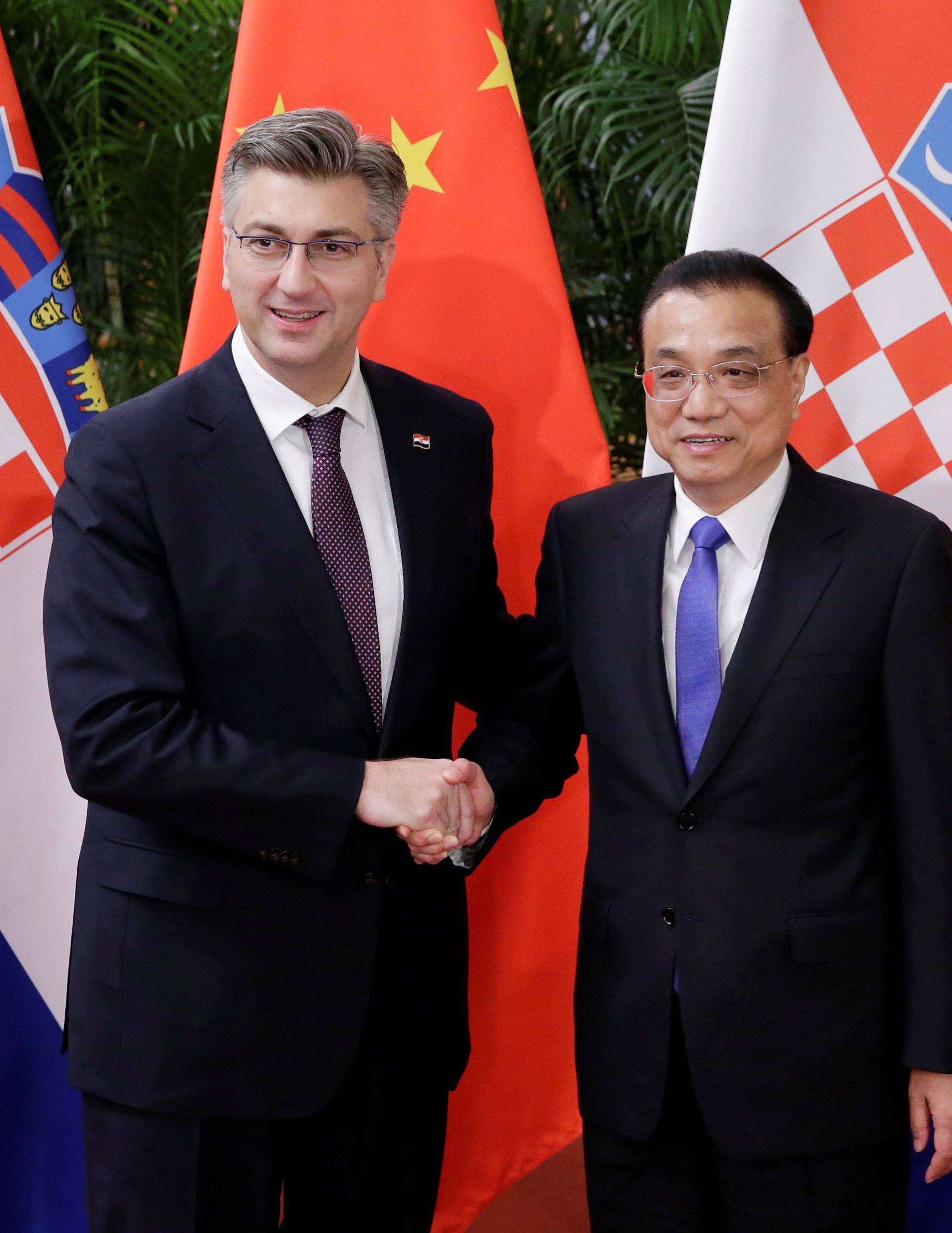 China's Premier Li Keqiang meets Croatia's Prime Minister Andrej Plenkovic in Beijing