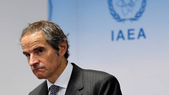 Director General of the International Atomic Energy Agency (IAEA) Rafael Grossi holds a press conference