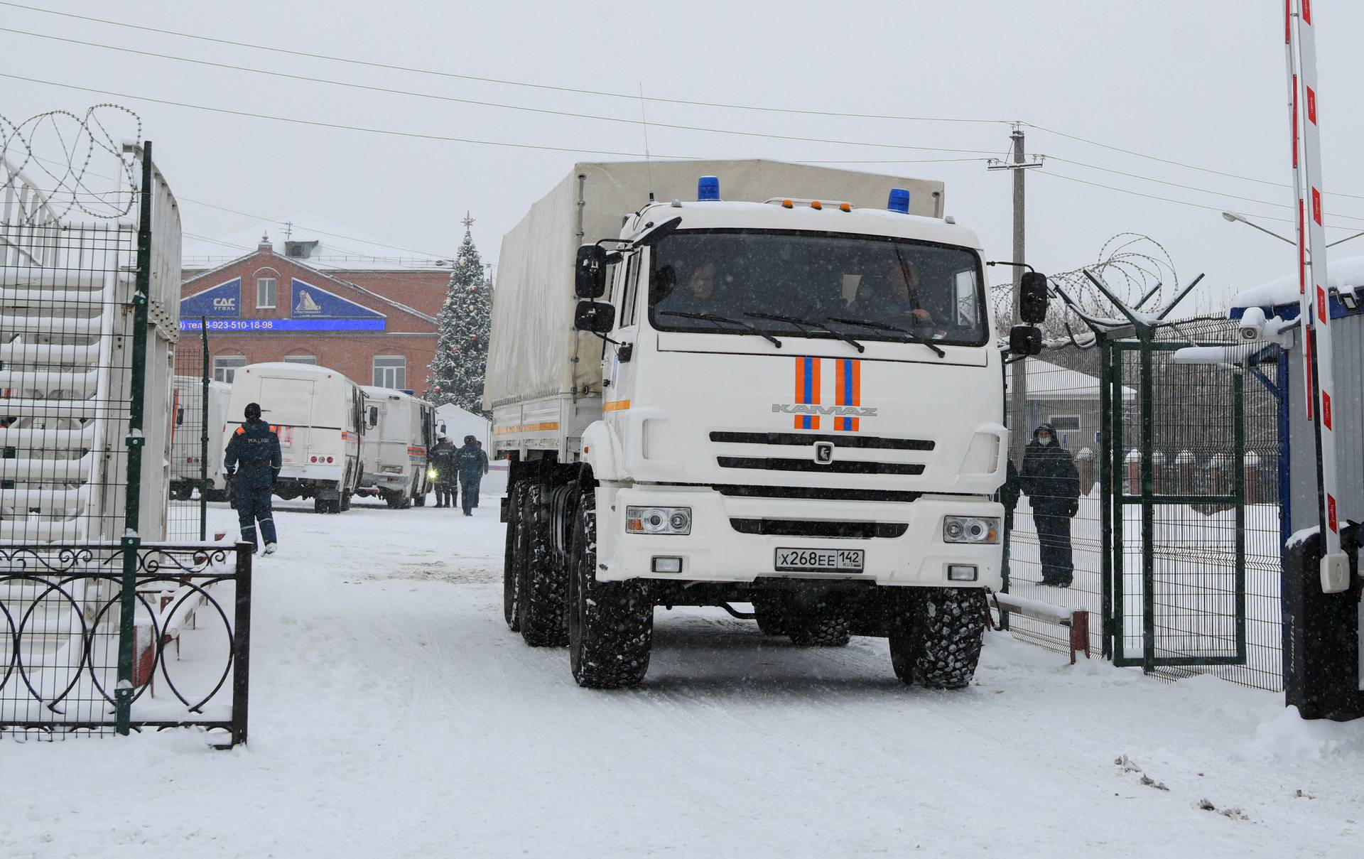 Specialists take part in a rescue operation following a fire in a coal mine in the Kemerovo region