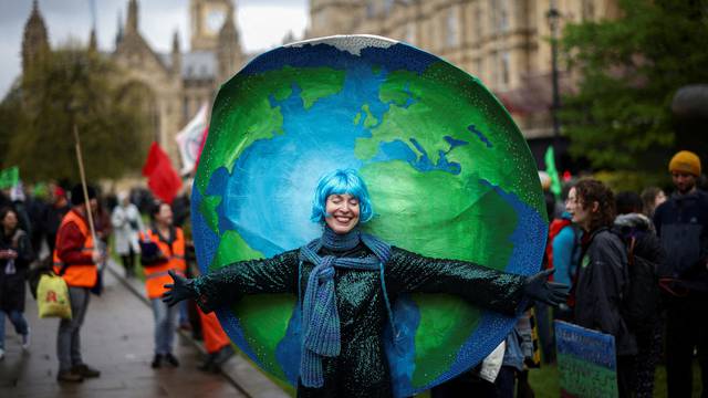 Activists from the Extinction Rebellion take part in 'The Big One' event, in London