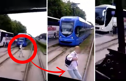 VIDEO Sekunda do katastrofe: Žena pretrčavala na crveno, za dlaku je izbjegla udar tramvaja