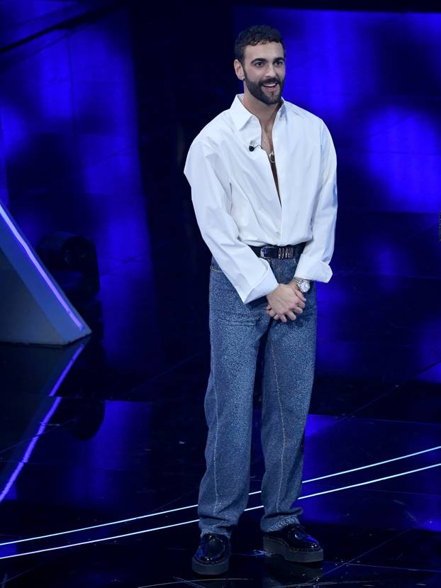 Sanremo, 74th Italian Song Festival, First Evening. Marco Mengoni and the guests on stage