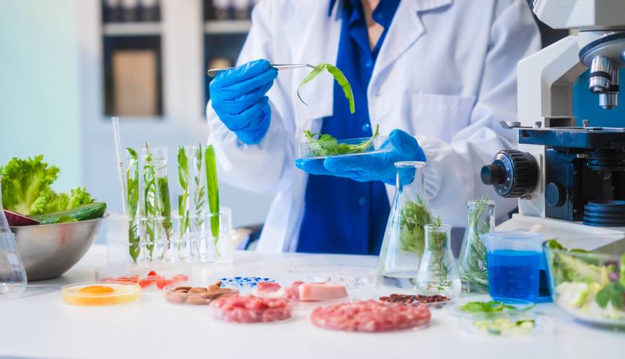 Middle-aged,Female,Laboratory,Worker,Wearing,Blue,Gloves,Conducts,Lab,Test