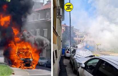 VIDEO Požar u Zagrebu: ZET-ov bus kod bolnice u Vinogradskoj guta plamen, oštećena dva auta