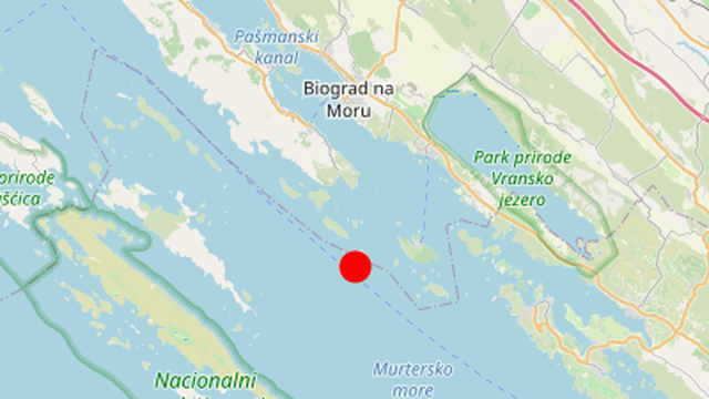 Potres magnitude 2,4 zabilježili jutros kod Biograda na Moru