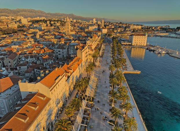 Aerial panoramic view of city Split Croatia