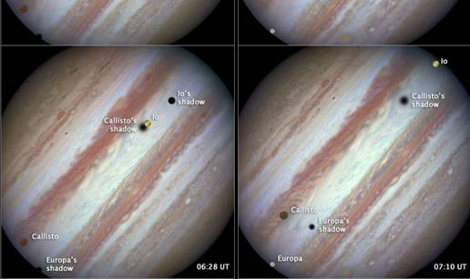 Rijedak susret: Hubble ulovio ples tri mjeseca iznad Jupitera