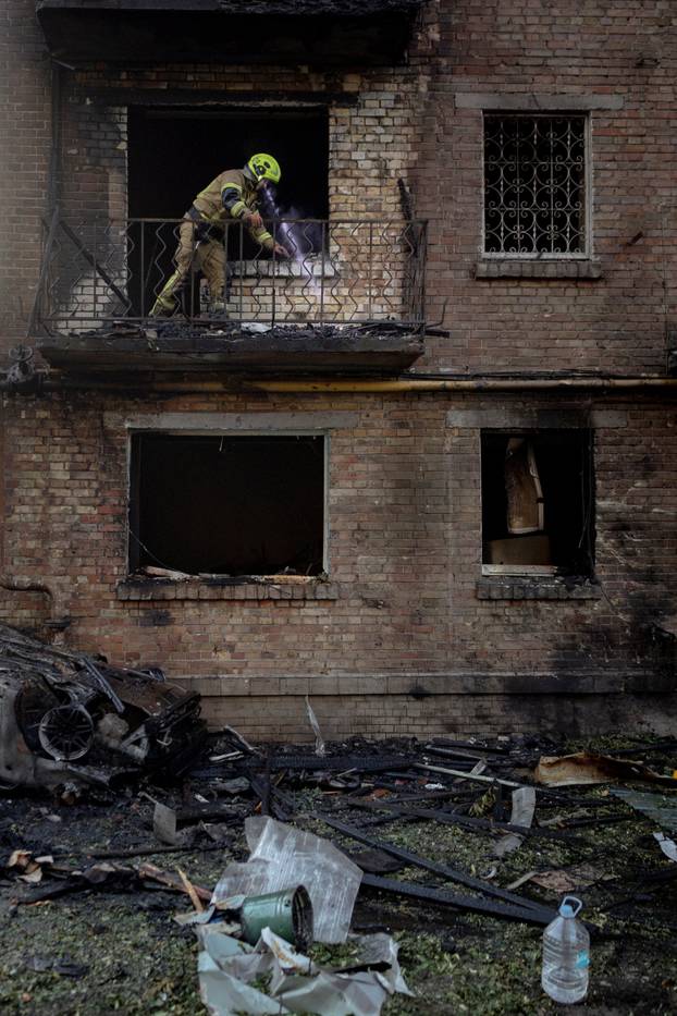 Aftermath of Russian missile and drone attack in Kyiv