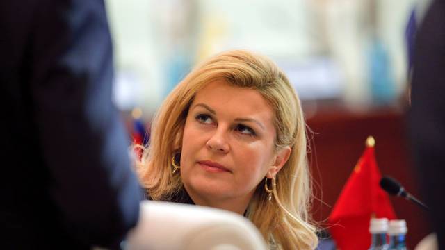 Croatia's President Kolinda Grabar-Kitarovic prepares for the opening session of the Asia-Europe Meeting (ASEM) summit in Ulaanbaatar