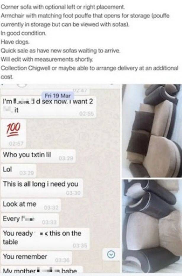 Slučajno objavio seks poruke uz oglas da prodaje kauč: 'Želim te ovdje, na ovom stolu. Odmah!'