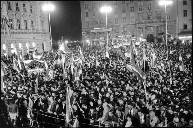 Zagreb: Svečano otkrivanje spomenika banu Josipu Jelačiću na istoimenom trgu, 15.10.1990.