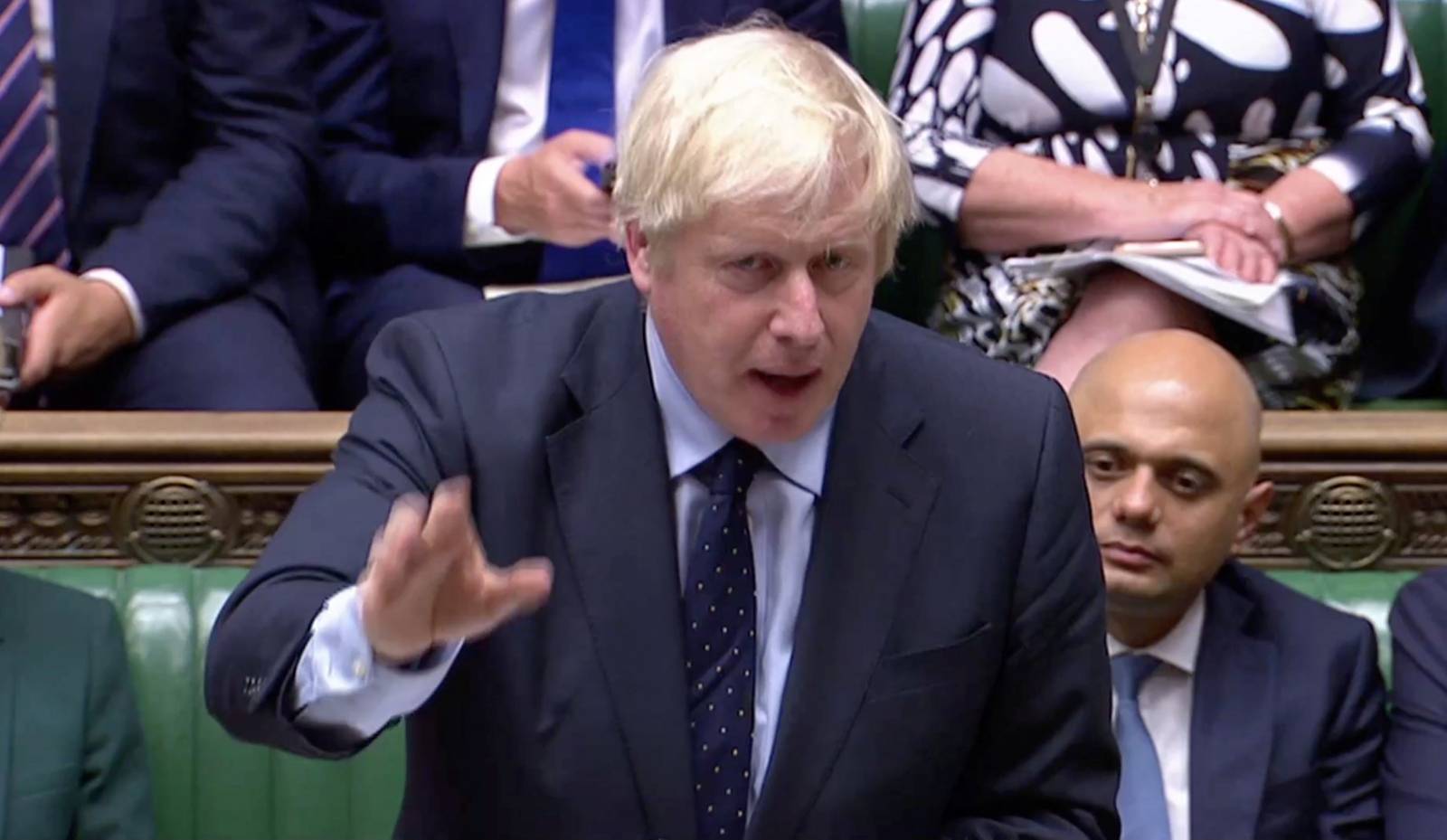 Britain's Prime Minister Boris Johnson speaks in in the Parliament in London