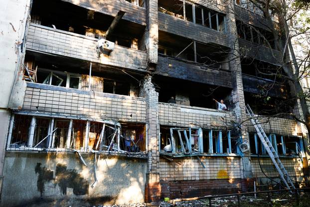 Aftermath of a Russian drone and missile attack in Kyiv